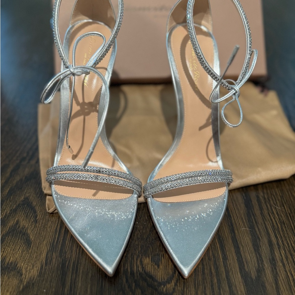 Gianvito Rossi Silver Strappy Heels
